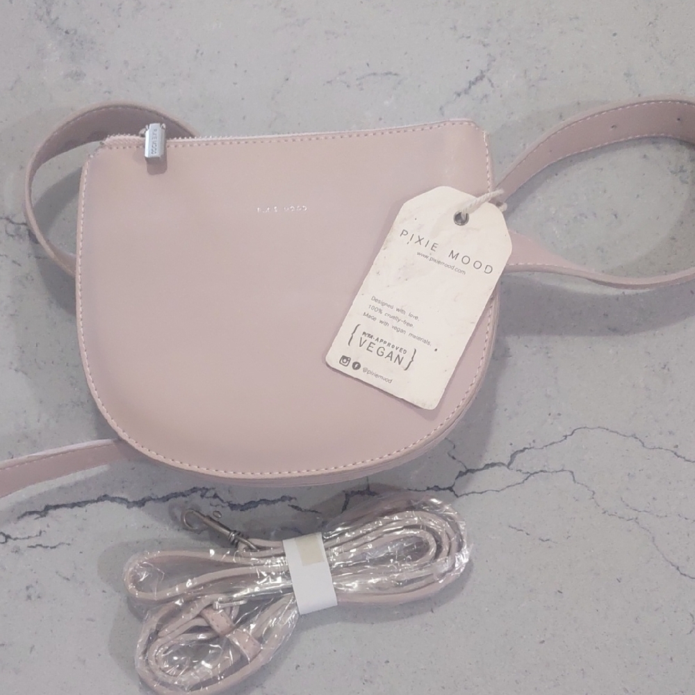 Pixie Mood Blush/Grey Vegan Triple Zip Demi Waist/Belt Bag NWT!